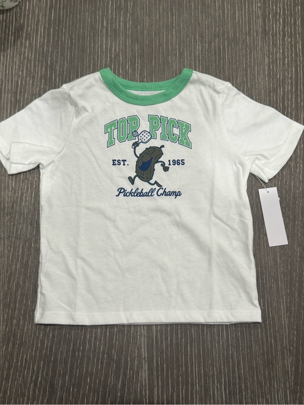 NWT Size 4T Wonder Nation Pickleball Champ White & Green Kids' Tee